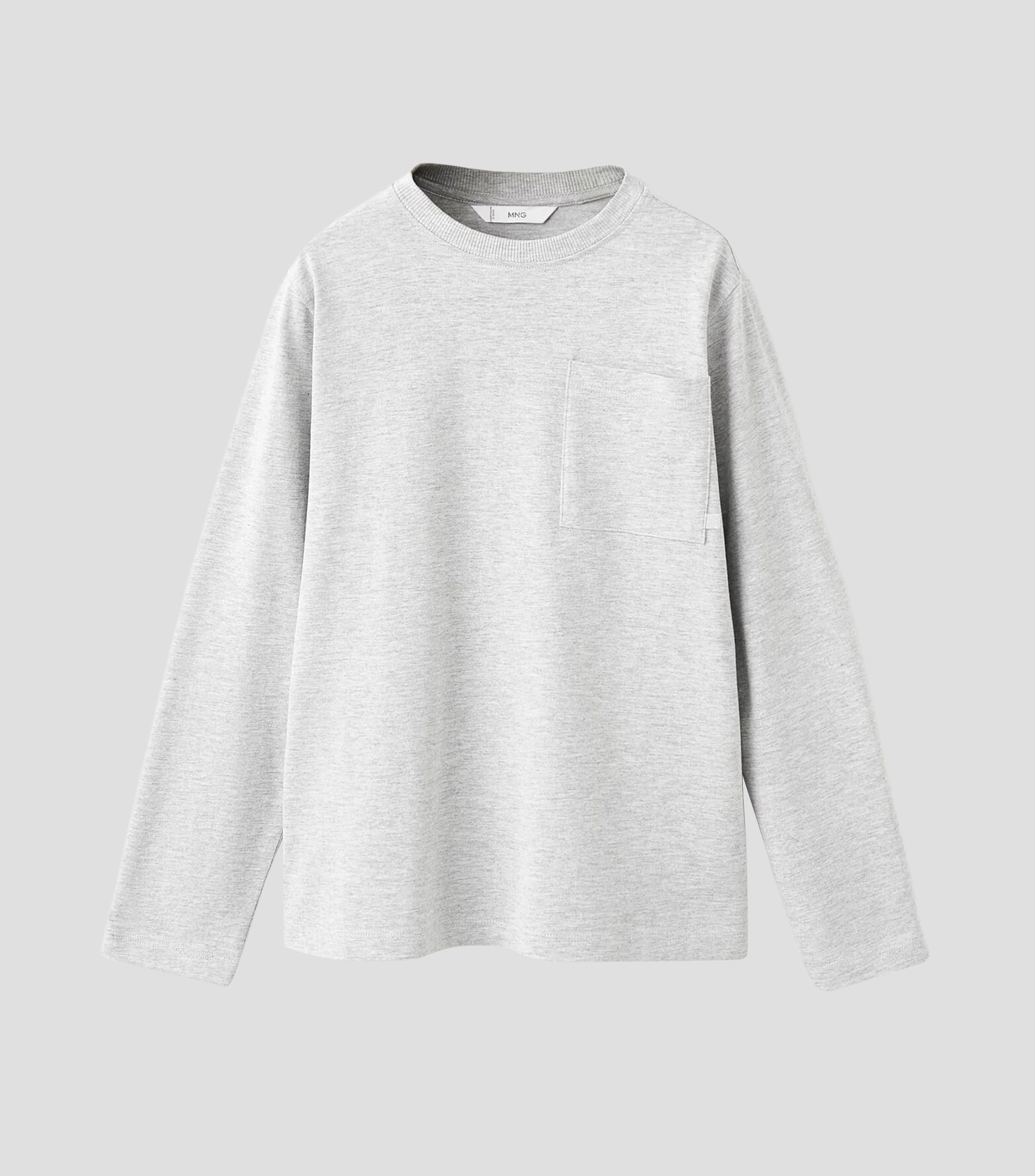 Playera cuello redondo manga larga jaspeada Niño